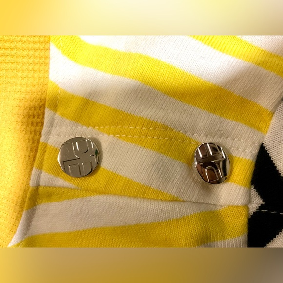 Perry Ellis Yellow and White Striped Top - Picture 5 of 6